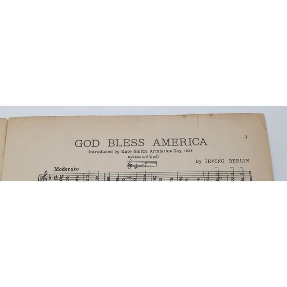 Vintage Sheet Music 1939 God Bless America Kate Smith Piano Voice Irving Berlin - Picture 3 of 4